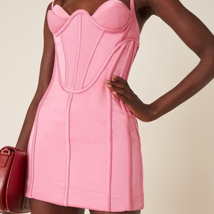 <span class=keywords><strong>Rosa</strong></span> elegante Casual verano corsé encuadernación Club <span class=keywords><strong>fiesta</strong></span> moda lujo sin tirantes mujeres Bodycon Mini vestido <span class=keywords><strong>de</strong></span> noche - Product Image 2