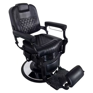 Sillón de Peluquería Moderno de Cuero Negro, Giratorio, para Salón de Belleza y Barbería, para Hombres - Product Image 3