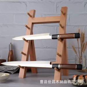 Support à couteaux en bois de style japonais, à plusieurs niveaux, pour couteaux à sashimi de cuisine, design écologique - Product Image 1