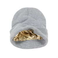 Bonnet d'hiver tricoté chaud pour femmes et hommes, doublure satinée douce, bonnets personnalisés à revers, unis avec doublure intérieure en soie – Vente en gros