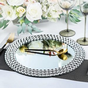 Dekorative Melamine Service Ladesc halen für Zuhause 13 Zoll Silber Essteller <span class=keywords><strong>Diamond</strong></span> Pattern Sparkling - Product Image 1
