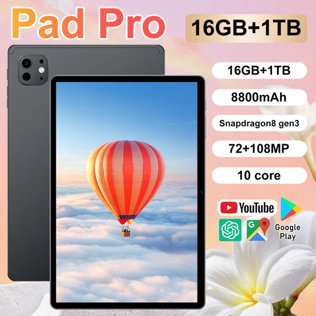 Bezel-Less Look Pad Pro 11 Full Network 5G 11-Inch Android Tablet Computer with 16GB Memory for Office Entertainment Gaming