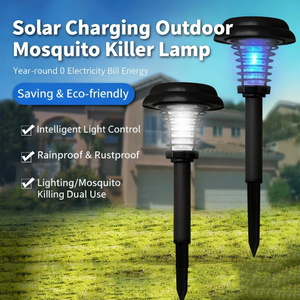 Lampe solaire LED d'extérieur à piquet, étanche IP65, anti-insectes, lumière UV blanche froide, piège à moustiques et mouches pour patio, jardin, été - Product Image 5