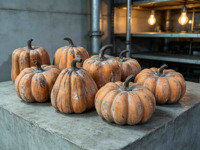 Ensemble de décorations rustiques en résine en forme de citrouille pour l'automne, Halloween, Thanksgiving, ornement de table vintage, citrouille artificielle, décoration d'intérieur