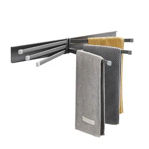 Stainless Steel Self Adhesive Swivel Towel Rack Foldable Towel Holder Foldable Towel Rail
