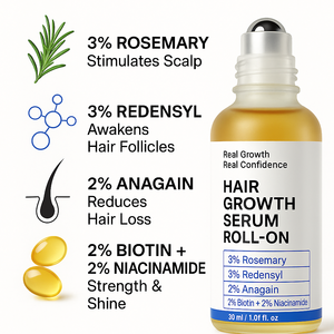 성장 촉진에 맞춤형 로고 헤어 롤 두피 혈청 보습 건강한 로즈마리 모발 성장 세럼 롤 온 - Product Image 4