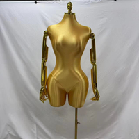 Maniquí de Plástico de Medio Cuerpo para Exhibición de Ropa Interior y Prendas de Cadera, Modelo Femenino Europeo y Americano de Talla Grande, Dorado