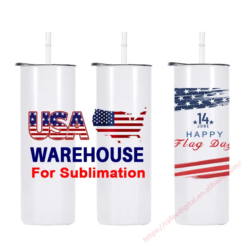 USA Warehouse Stock Custom Personalized Easy DIY Picture 20 Ounce Slim Tall 20oz 20 oz Straight White Blanks Sublimation Tumbler