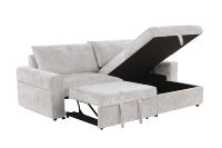 Canapé convertible en forme de L EON HOME, tissu chenille, chaise longue multi-rangement, canapé-lit avec espace de rangement