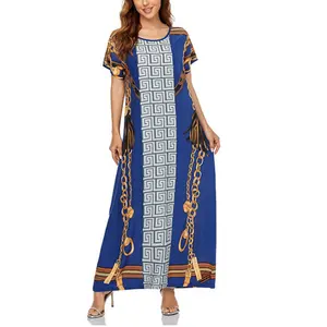 2022 Summer Ethnic Boho Style Dress Printing Loose Short Sleeve Shirt Vestidos Casual Elegant Maxi Dresses For Women