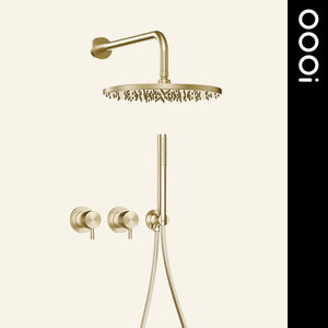 Juego de ducha fría y caliente dorado cepillado de gama alta, juego de grifo de ducha de lluvia antihuellas oculto para Baño - Product Image 1