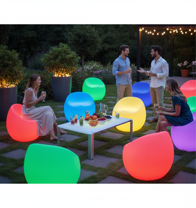 Tabouret <span class=keywords><strong>de</strong></span> bar LED haut <span class=keywords><strong>de</strong></span> gamme <span class=keywords><strong>de</strong></span> style européen moderne avec lumières RGB, résistant à l'eau et écologique, pour bar à domicile, hôtel, cuisine et utilisation en extérieur - Product Image 1