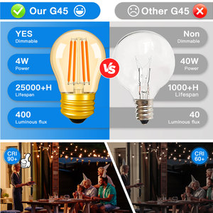 Thay Đổi Độ Sáng Edison Bóng Đèn Với Màu Trắng Ấm Hổ Phách Cổ Điển Retro Tone Đồng Cơ Sở G45 E26 E27-2200K LED Nguồn Ánh Sáng An Toàn Sản Phẩm - Product Image 5