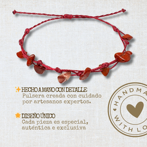 Bracciale in diaspro rosso regolabile a mano amuleto in pietra naturale per le donne da uomo bracciali in rilievo con filo cerato resistente - Product Image 2