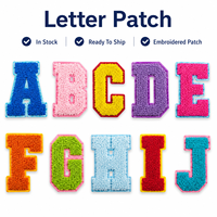 Lot de patchs alphabet en chenille en gros, lettres capitales style universitaire, en tissu éponge, brodés, en vrac, en stock pour sacs et pochettes