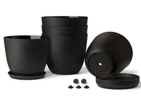 Jardinières en plastique de 6,5 pouces, pot de jardinage décoratif avec soucoupe de drainage, pour toutes les plantes d'intérieur, fleurs, herbes, plantes feuillues, pépinière
