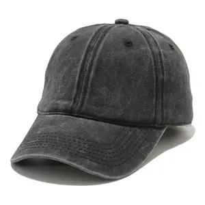 Unisex Plain Cotton Baseball Snapback Cap Adjustable Blank Unstructured Soft Vintage Acid Wash Ball Cap