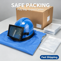 Born Machinery Combo de protection pour sablage : Casque de sécurité ABS 180x110mm avec visière transparente double couche + Écharpe en toile anti-poussière