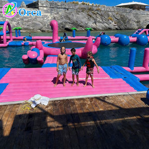 Parcours d'obstacles aquatiques gonflables rose et bleu poudré, île flottante aquatique, parc aquatique gonflable pour piscine - Product Image 5