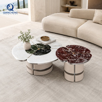 Table basse moderne en marbre naturel avec base en acier inoxydable, mobilier de salon design, fournisseur d'usine