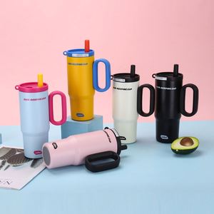 Termo de vacío térmico para coche de 24oz 750ml, vaso con pajita, botella de agua unisex para estudiantes, taza con pajita, colador de té y asa - Product Image 4