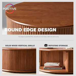 Mesa de Centro de Madera Sólida Color Nogal Estilo Moderno de Mediados de Siglo, Mesa Auxiliar de Alta Calidad para Sala de Estar con Almacenamiento, Mesa de Té Vertical Minimalista - Product Image 3