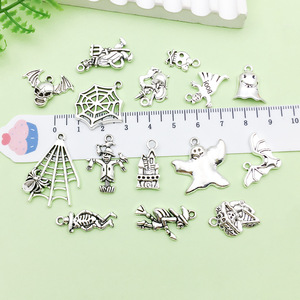 Pendentif breloque Halloween en alliage d'argent antique, formes variées, accessoire de fabrication de bijoux DIY - Product Image 5
