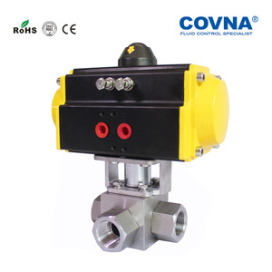 Covna Pneumatic Three Way Ball Valve 1 In Soft <b>Sealing</b> High Pressure Water Gas Oil Control Valve - Product Image 1