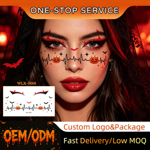 Autocollants pour le visage imperméables et durables pour Halloween, non toxiques, sans danger pour la peau, autocollants de tatouage pour les yeux en forme de toile d'araignée, CPNP, tatouages temporaires - Product Image 4