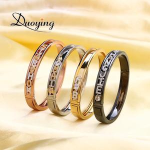 Qiuhan Women's DIY Zirconia Letters Custom Name Bangles Personalized Letter Slider <strong>Charms</strong> <strong>Silver</strong>/Gold/Rose Gold Plated Classic - Product Image 2