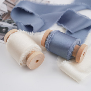 Nine-Colored Ribbon Chiffon Ribbon 4Cm Frayed Edge For Wedding Decoration Elegant Style Christmas Green Wine Red - Product Image 2