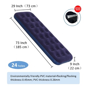Colchón de cama de aire de un solo tamaño para soplar, cama de aire flocada inflable para acampar - Product Image 3