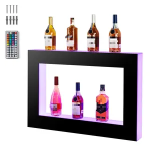 Home Acrylic Bottle Display Wall Mounted Lighted Liquor Bar Bottle Shelf Acrylic Lighting Shelves