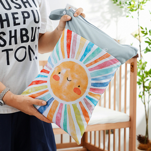 Happy Flute Custom Small MOQ Personalizado Impermeable Poliéster Imprimir Pañal Bolsa húmeda Paquete individual Bolsa de pañales para bebés Jardín de infantes - Product Image 3