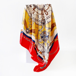 Nuevo Pañuelo Cuadrado Versátil con Patrón de Cadena, Estilo Vintage de Alta Gama, 90 <span class=keywords><strong>x</strong></span> 90 cm, Pañuelo Estampado para <span class=keywords><strong>Mujer</strong></span>, Venta al Por Mayor - Product Image 5