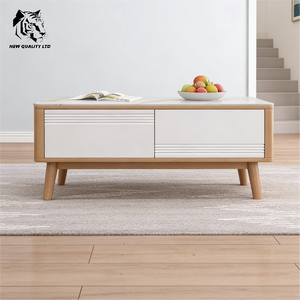 Table basse en bois et marbre, design moderne, écologique, facile à assembler, prix bas, personnalisation possible, stock disponible, livraison immédiate, fabrication en usine - Product Image 5