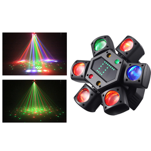 Mini Proyector de Luz LED de Seis Brazos, Efecto de Luz Estroboscópica Láser RG, Luz de Discoteca, Iluminación de Escenario para Fiestas, Bares y Clubes - Product Image 6