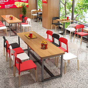 <span class=keywords><strong>Burger</strong></span> moderne en bois poulet frit <span class=keywords><strong>Restaurant</strong></span> Snack Fast Food Table Chair Set KFC Style Mobilier commercial - Product Image 4