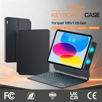 Nueva Funda con Teclado Inalámbrico Ultrafino de Succión Magnética, Panel Táctil Integrado de 3 Dedos, Botones Retroiluminados RGB de 7 Colores, Compatible con iPad