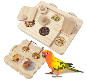 Jouets de recherche de nourriture pour oiseaux en bois FSC & BSCI, puzzle interactif pour <span class=keywords><strong>cage</strong></span>, jouets d'enrichissement d'oiseaux - Product Image 1