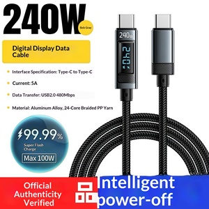 <span class=keywords><strong>Cable</strong></span> <span class=keywords><strong>de</strong></span> <span class=keywords><strong>Datos</strong></span> Tipo-C con Pantalla Digital PD240W y Chip E-Marker para Tablets, Compatible con Carga Rápida y Transferencia <span class=keywords><strong>de</strong></span> <span class=keywords><strong>Datos</strong></span> - Product Image 5