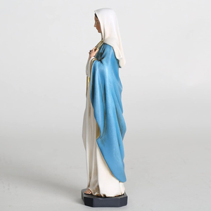 Escultura Clásica <span class=keywords><strong>de</strong></span> <span class=keywords><strong>la</strong></span> <span class=keywords><strong>Virgen</strong></span> María en Resina <span class=keywords><strong>de</strong></span> Fibra <span class=keywords><strong>de</strong></span> Vidrio con Base Estable, Estilo Vintage, para Colección Católica o como Adorno - Product Image 6