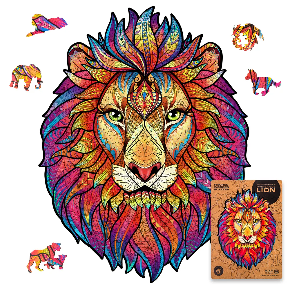 UNIDRAGON Mysterious Lion (S) 106 pieces wooden puzzle. Wholesale jigsaw wooden puzzles for adults and children