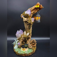 Árbol Bonsái de Cristal Natural, Miniatura de Paisaje con Piedras Preciosas, Árbol del Dinero Feng Shui, Decoración Hecha a Mano para el Hogar, Oficina, Escritorio, Halloween