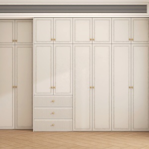 <span class=keywords><strong>Dressing</strong></span> intégré en bois massif de style crème français, avec coiffeuse intégrée pour un rangement élégant de la chambre, garantie 5 ans - Product Image 3