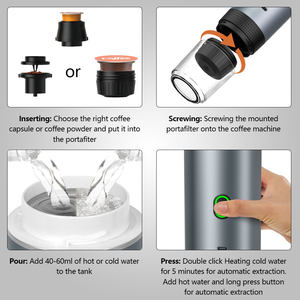 USB＆電池式ポータブルコーヒーメーカー、ステンレス製20気圧、旅行に便利なカプセル式コールドブリューミニデザイン - Product Image 6