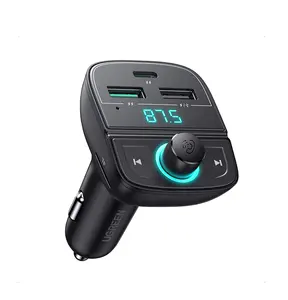 UGREEN-adaptador Bluetooth para coche, transmisor FM con 4 puertos, PD QC 3,0, cargador de coche para iPhone