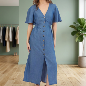Women's Floor-Length Solid Woven Casual <b>Dresses</b> - Product Image 3