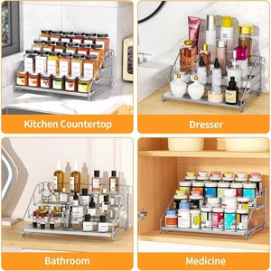 Spice Rack Four Tier Foldable <b>Kitchen</b> <b>Storage</b> <b>Unit</b> Seasoning Organizer Cabinet Shelf - Product Image 4