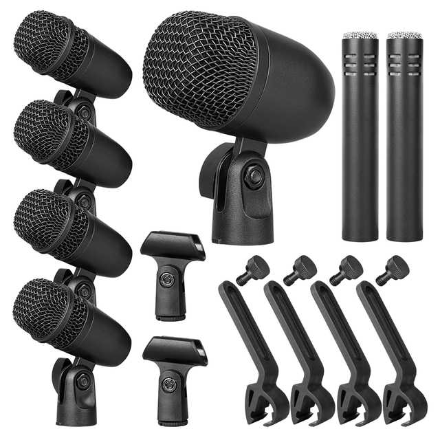 Factory Direct Sales 7 Pieces Musical Instrument Mic Metal Wired Dynamic Drum Mic for Horns Stage Show